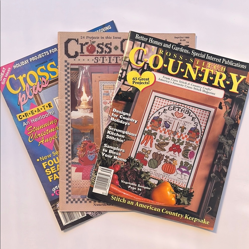 3 Cross Stitch Pattern Magazines Vintage Country Angel
Vegetables & More